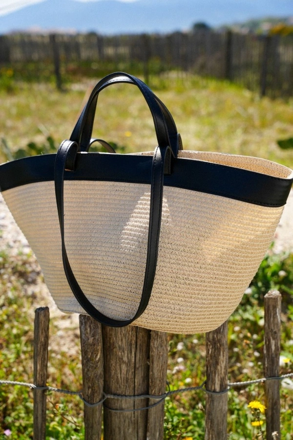 Sac Cabas Osier Noir LINI