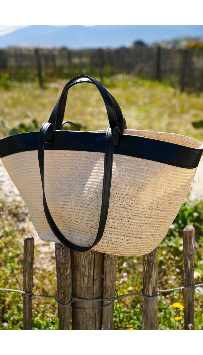 Sac Cabas Osier Noir LINI