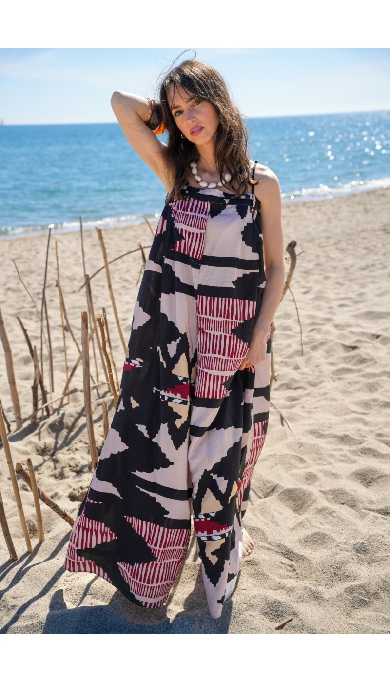 Tuta stampata bohémien ESMINE: outfit per la casa chic ed elegante