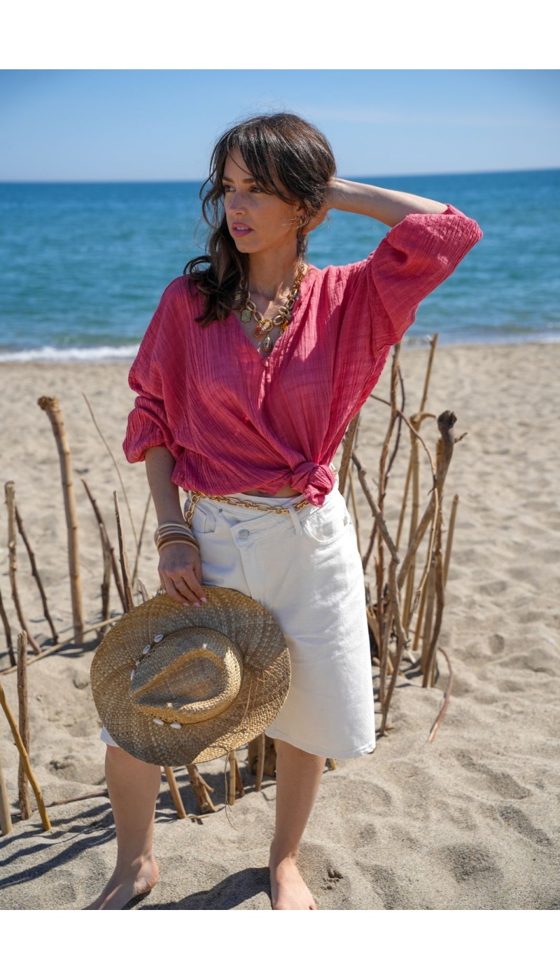 Fluide Rose Blouse WASP - Élégance et Confort à la Maison