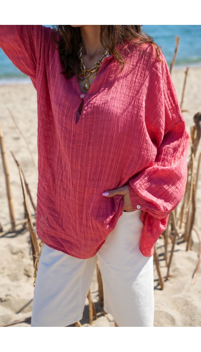 Fluide Rose Blouse WASP - Élégance et Confort à la Maison