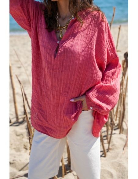 Fluide Rose Blouse WASP - Élégance et Confort à la Maison