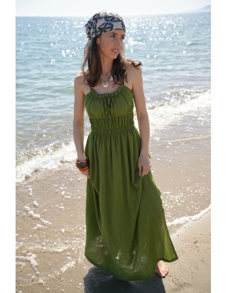 Vestido de Tirantes Verde ADELE - Elegancia y Comodidad en Casa