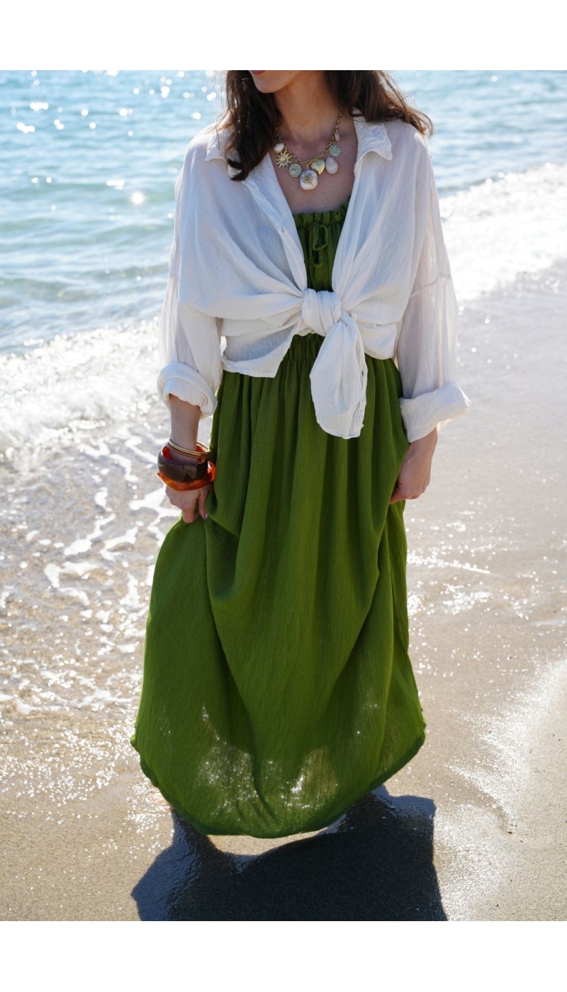 Green Tank Dress ADELE - Elegance and Comfort at Home