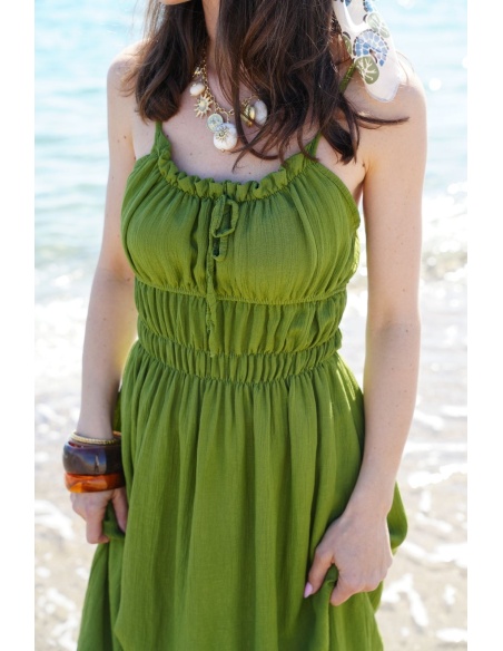 Green Tank Dress ADELE - Elegance and Comfort at Home