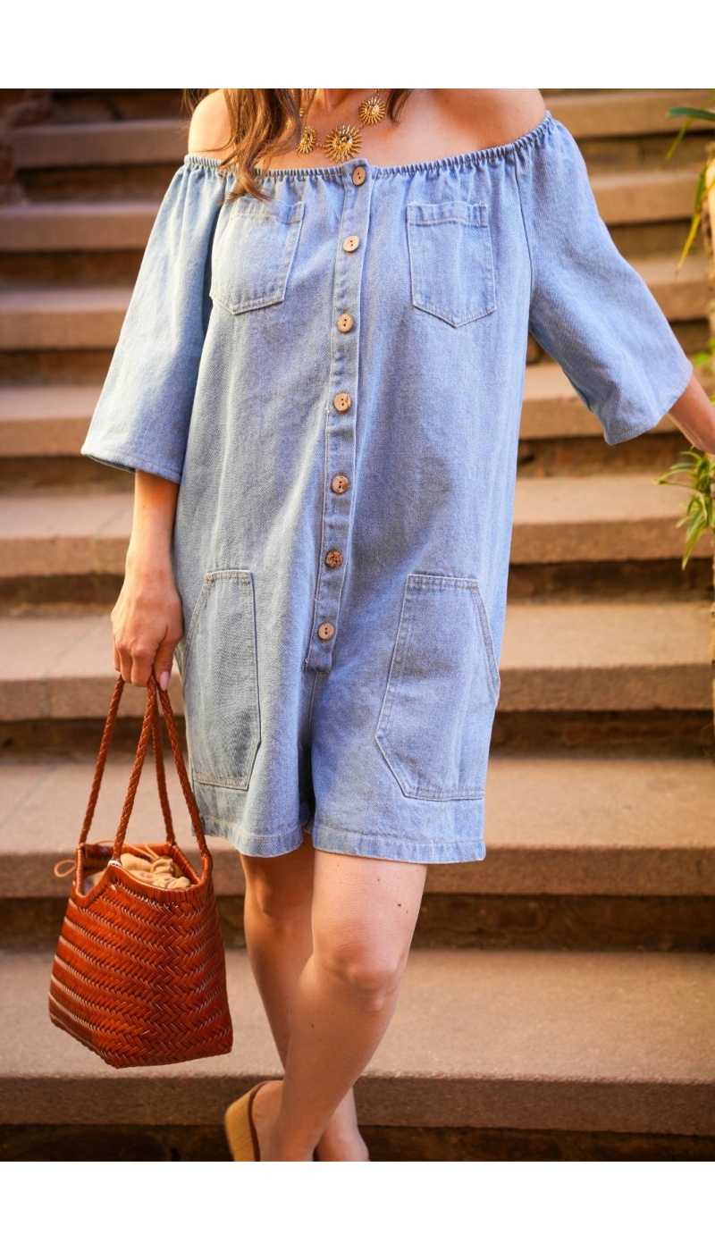 Combishort Denim NINON Élégant - Parfait pour Toutes les Occasions