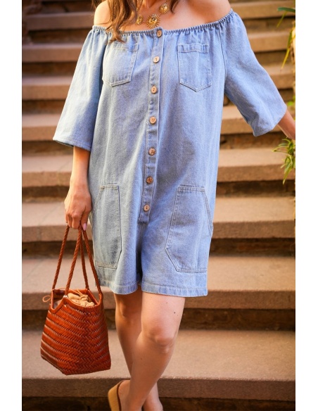 Combishort Denim NINON Élégant - Parfait pour Toutes les Occasions