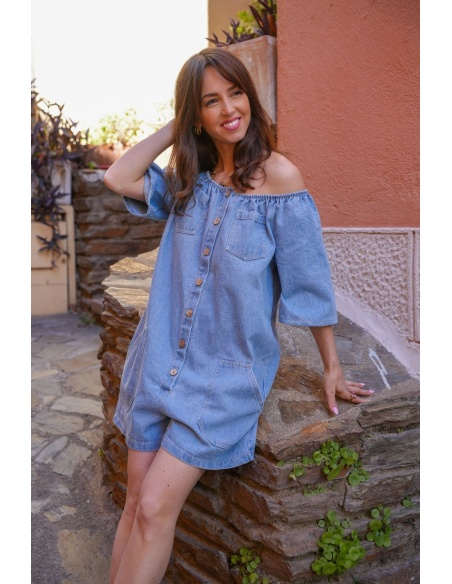 Combishort Denim NINON Élégant - Parfait pour Toutes les Occasions