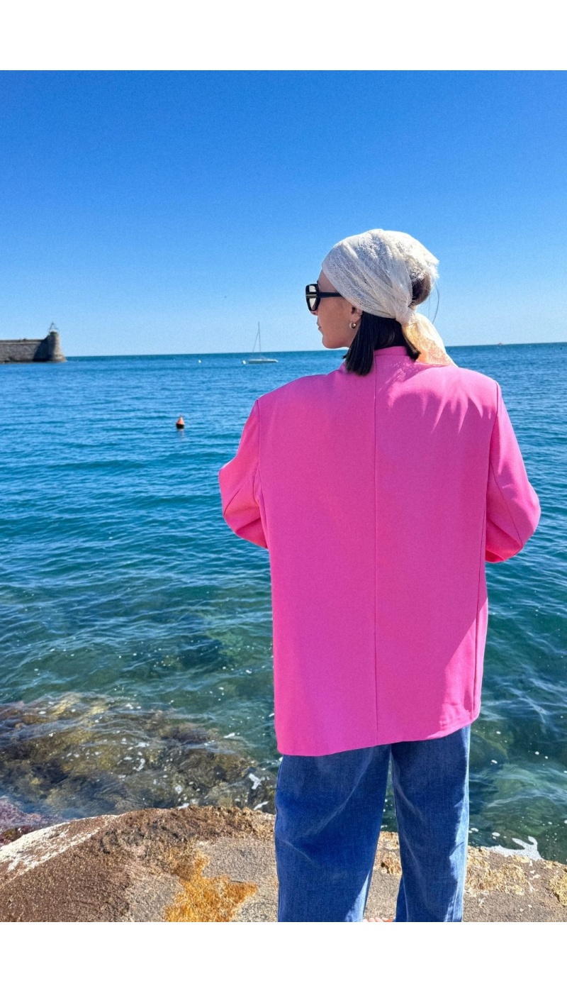 Chic Blazer Rose Asymétrique - Élégance et Style