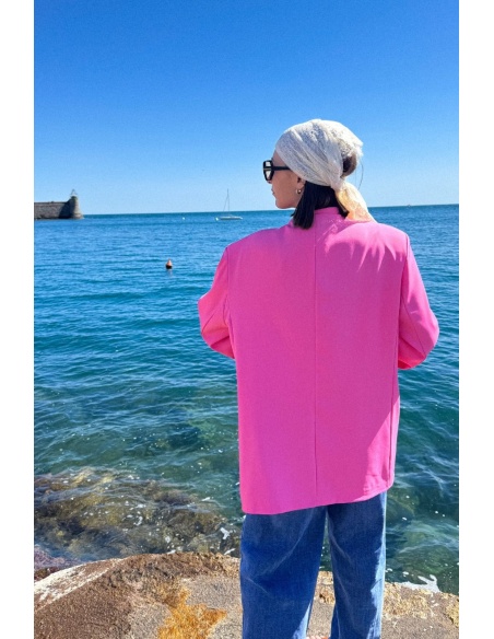 Chic Blazer Rose Asymétrique - Élégance et Style