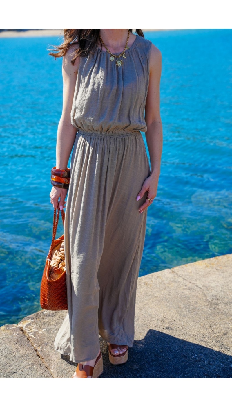 Robe Longue Kaki MILIE - Élégance et Confort pour Femmes