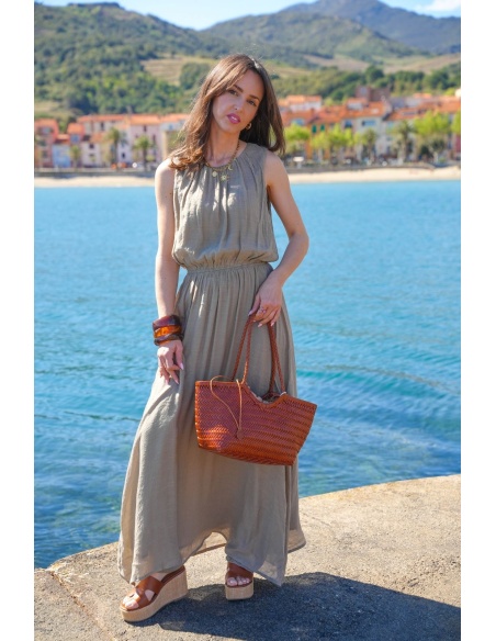 Robe Longue Kaki MILIE - Élégance et Confort pour Femmes