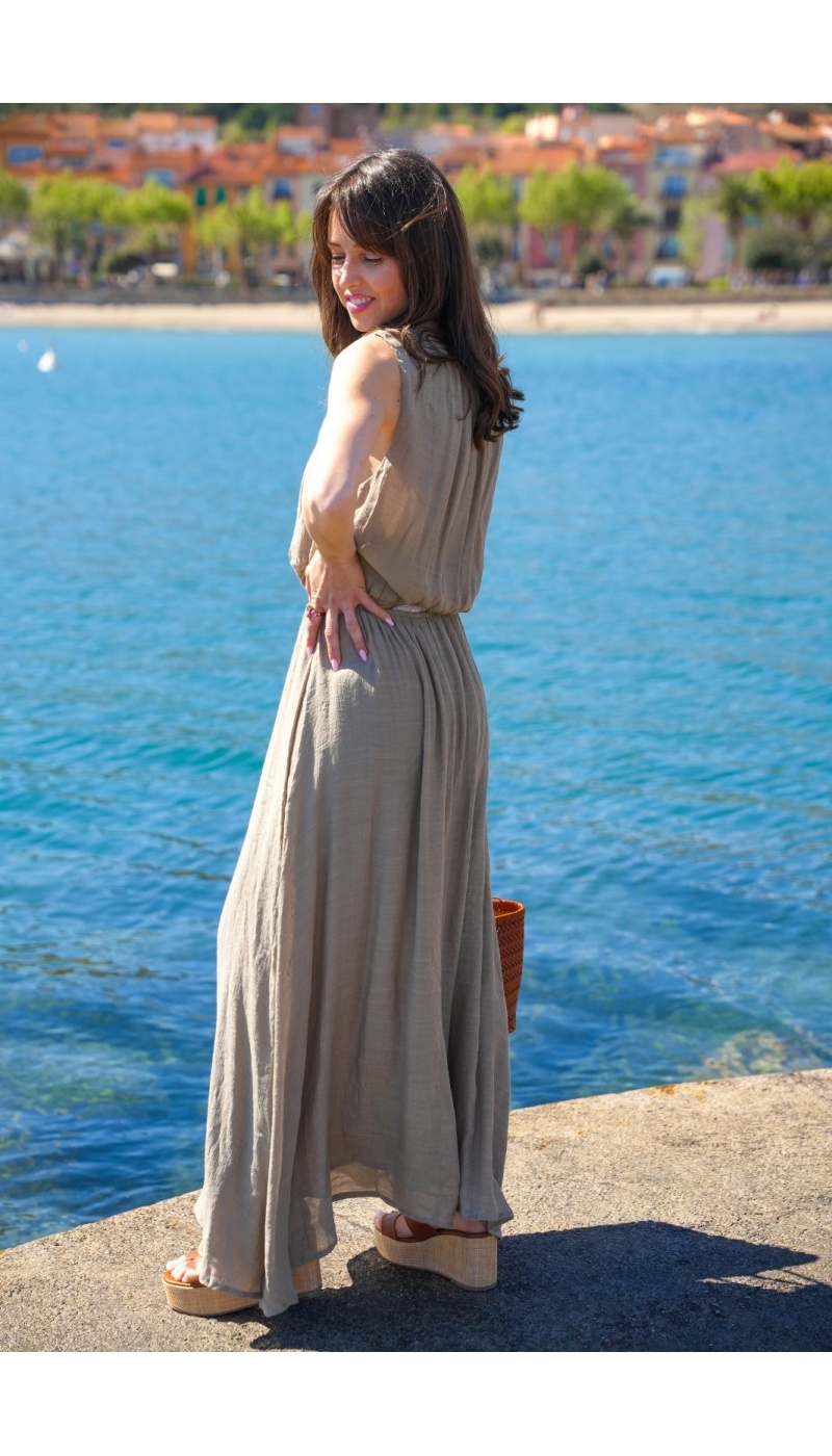 Robe Longue Kaki MILIE - Élégance et Confort pour Femmes