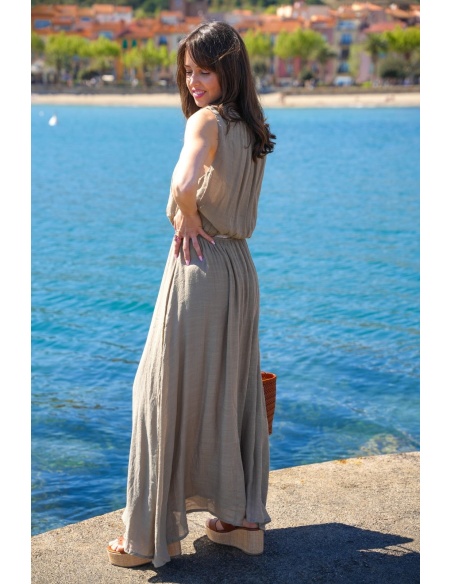 Robe Longue Kaki MILIE - Élégance et Confort pour Femmes