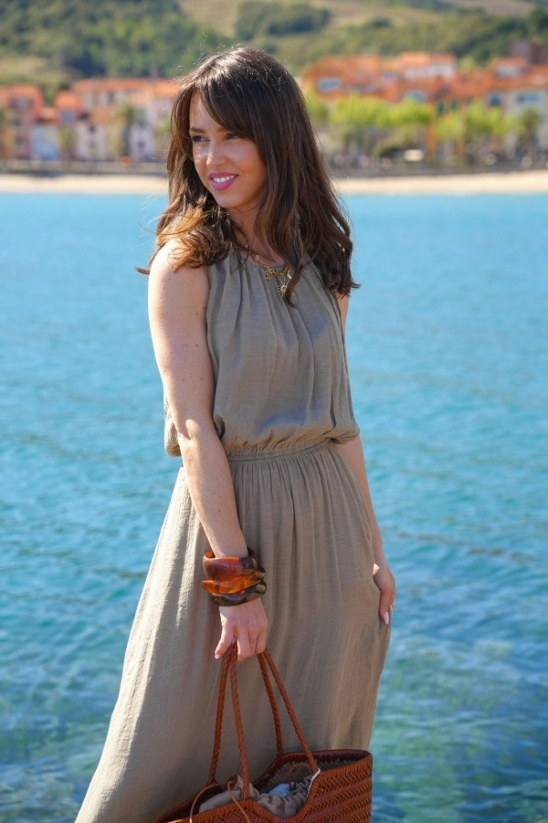 Robe Longue Kaki MILIE - Élégance et Confort pour Femmes 2