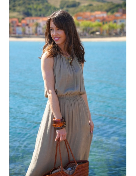 Robe Longue Kaki MILIE - Élégance et Confort pour Femmes