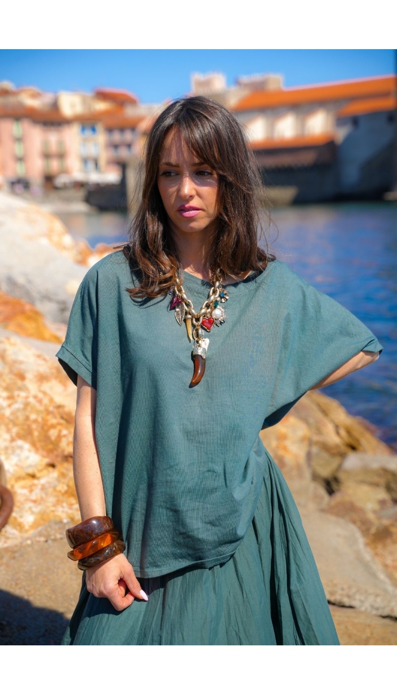 T-shirt Vert Sapin CHARLINE - Style & Confort au Quotidien