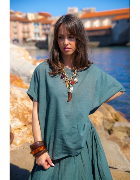 T-shirt Vert Sapin CHARLINE - Style & Confort au Quotidien