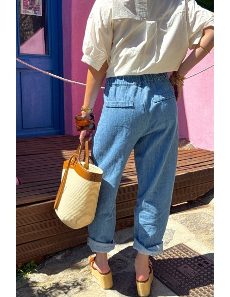 SEE YOU AGAIN SARL AROMA JEANS BLUE WOMEN'S TROUSERS