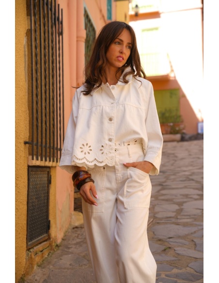 VESTES FEMME BRODE BLANC