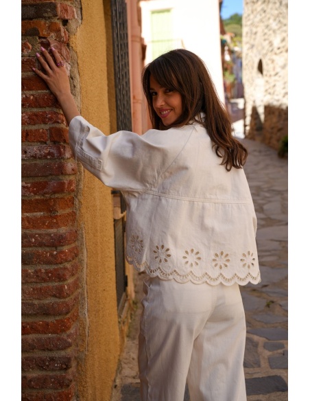 VESTES FEMME BRODE BLANC