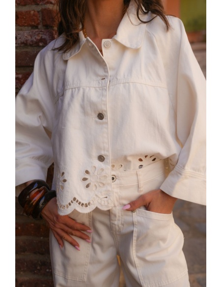 VESTES FEMME BRODE BLANC