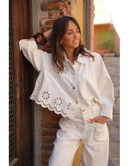 VESTES FEMME BRODE BLANC