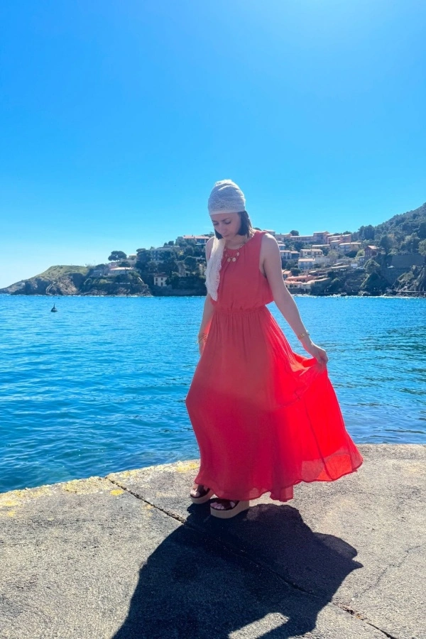 Robe Longue Corail MILIE - Élégance et Confort à Domicile