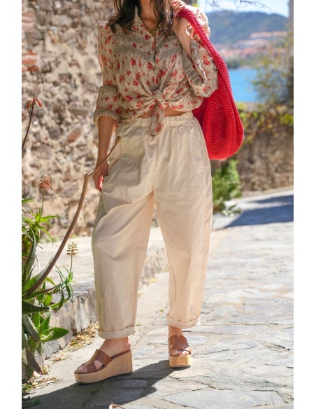 PANTALONI DONNA YELLOZ ROSA W SPESSORE ECRU