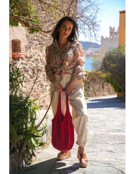 YELLOZ PINK W THICK ECRU WOMEN'S TROUSERS