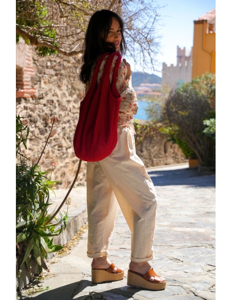 YELLOZ PINK W THICK ECRU WOMEN'S TROUSERS