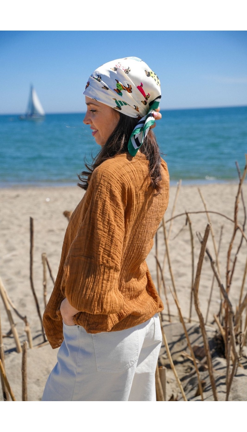 Foulard Chiens Vert CLAUDIA - Élégance pour votre compagnon