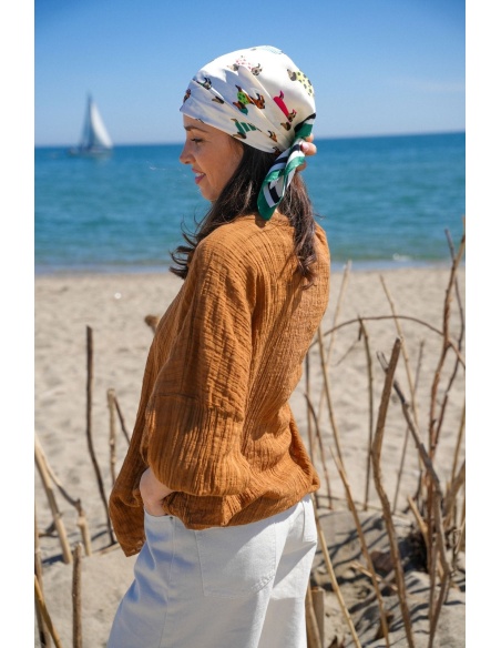 Foulard Chiens Vert CLAUDIA - Élégance pour votre compagnon