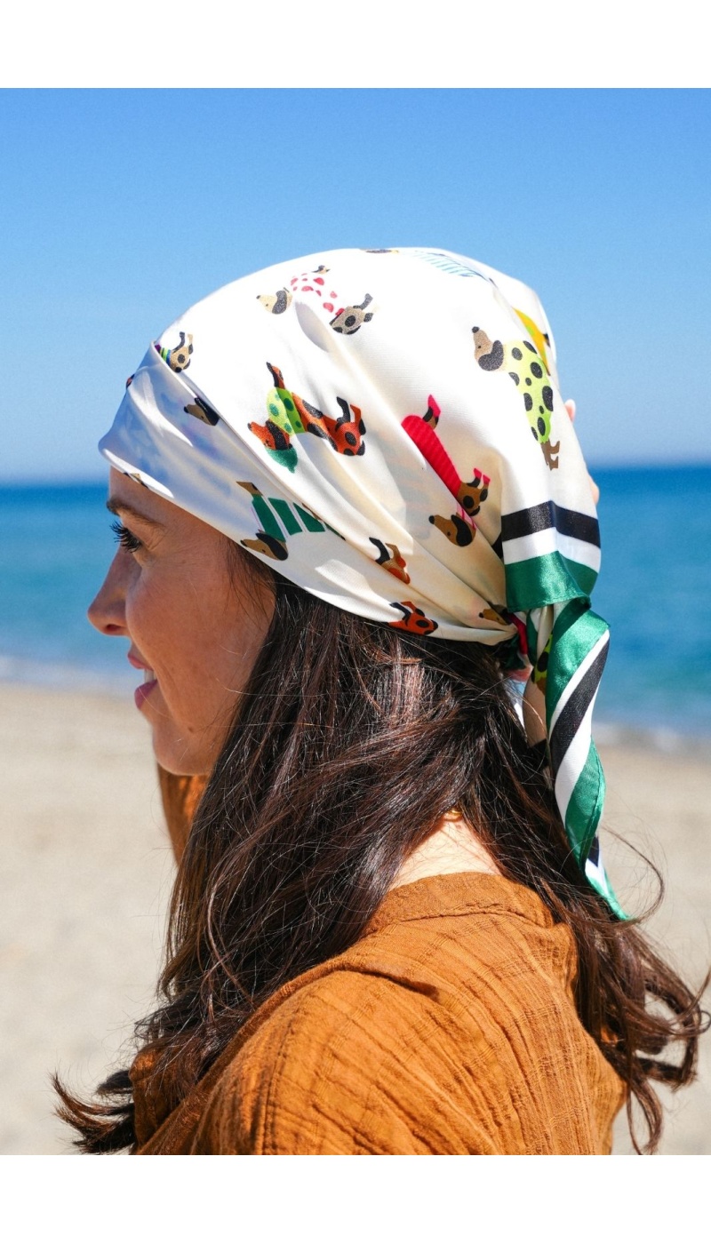 Foulard Chiens Vert CLAUDIA - Élégance pour votre compagnon