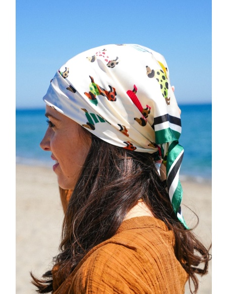 Foulard Chiens Vert CLAUDIA - Élégance pour votre compagnon