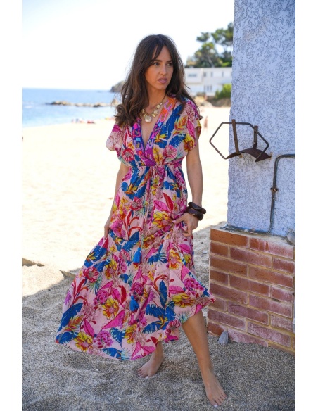 ROBES FEMME FLEURS ROSE - Confort Élégant & Stylé