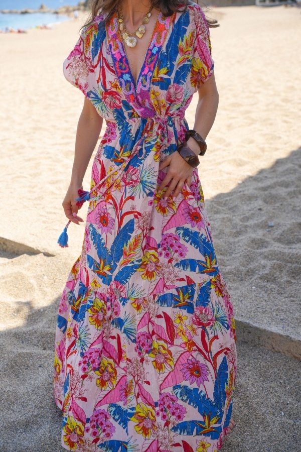 ROBES FEMME FLEURS ROSE - Confort Élégant & Stylé 2