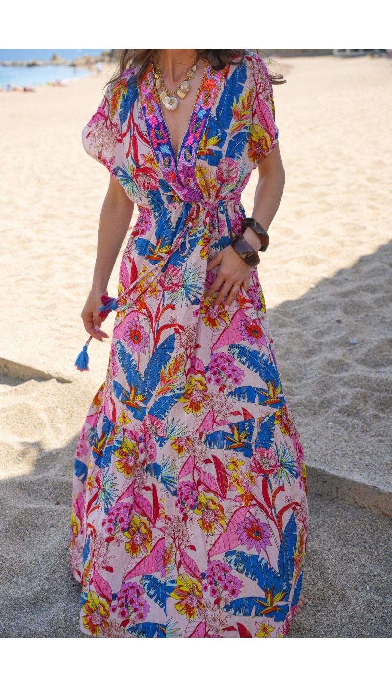 ROBES FEMME FLEURS ROSE - Confort Élégant & Stylé