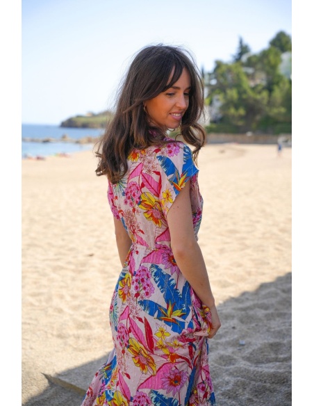 ROBES FEMME FLEURS ROSE - Confort Élégant & Stylé