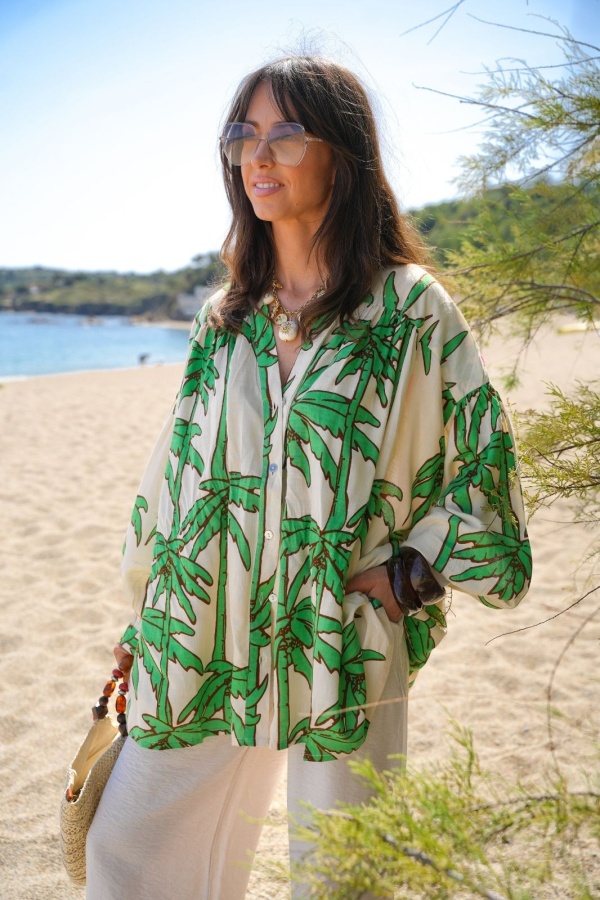 Chemisier Palmie Vert - Chemise Femme Chic & Élégante 2