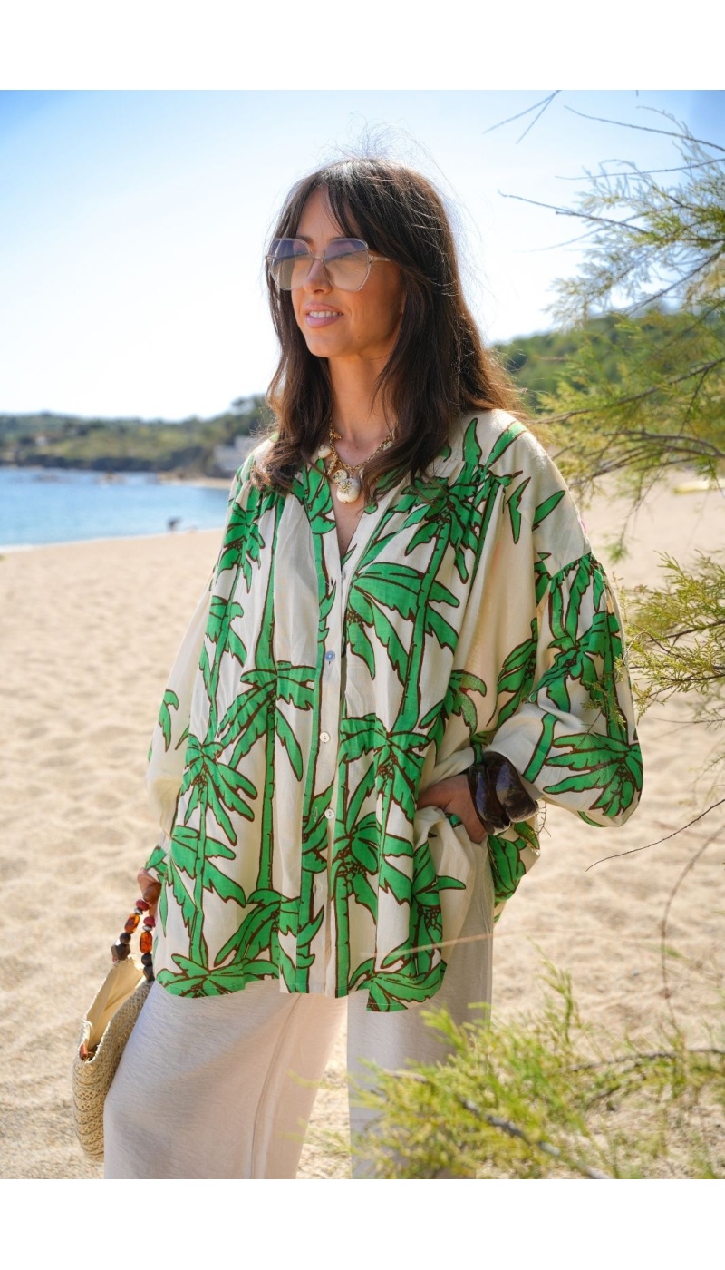 Chemisier Palmie Vert - Chemise Femme Chic & Élégante