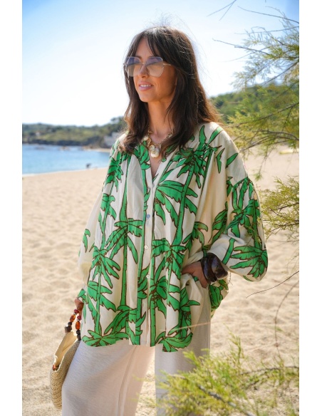 Chemisier Palmie Vert - Chemise Femme Chic & Élégante