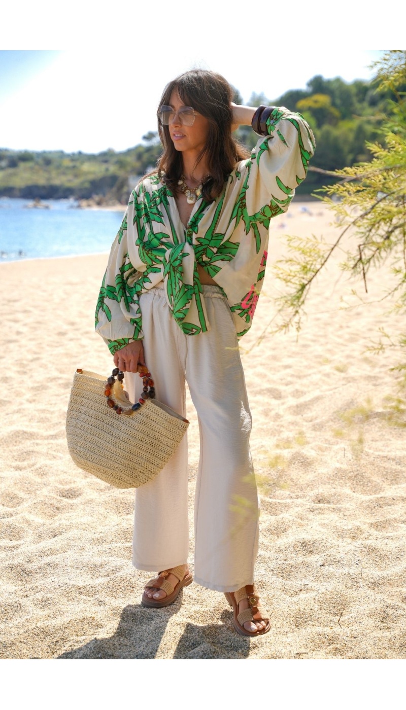 Chemisier Palmie Vert - Chemise Femme Chic & Élégante