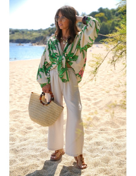 Chemisier Palmie Vert - Chemise Femme Chic & Élégante