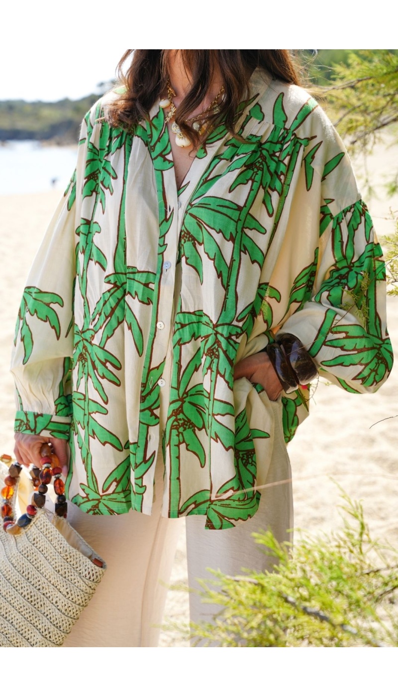Chemisier Palmie Vert - Chemise Femme Chic & Élégante