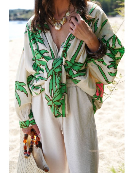 Chemisier Palmie Vert - Chemise Femme Chic & Élégante