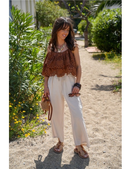 vicolo nove s.l  ECRU PANTALON FEMME