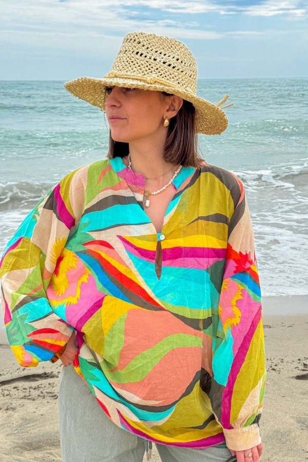 BLOUSE HERBAL TURQUO - Mode Élégante & Écologique 2