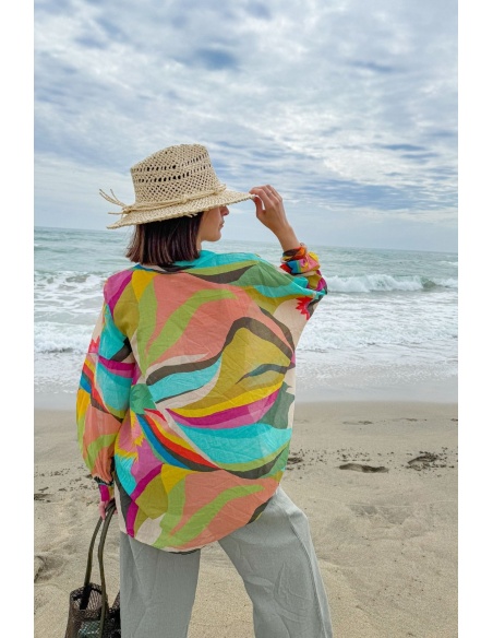 HERBAL TURQUO BLOUSE - Elegant & Ecological Fashion