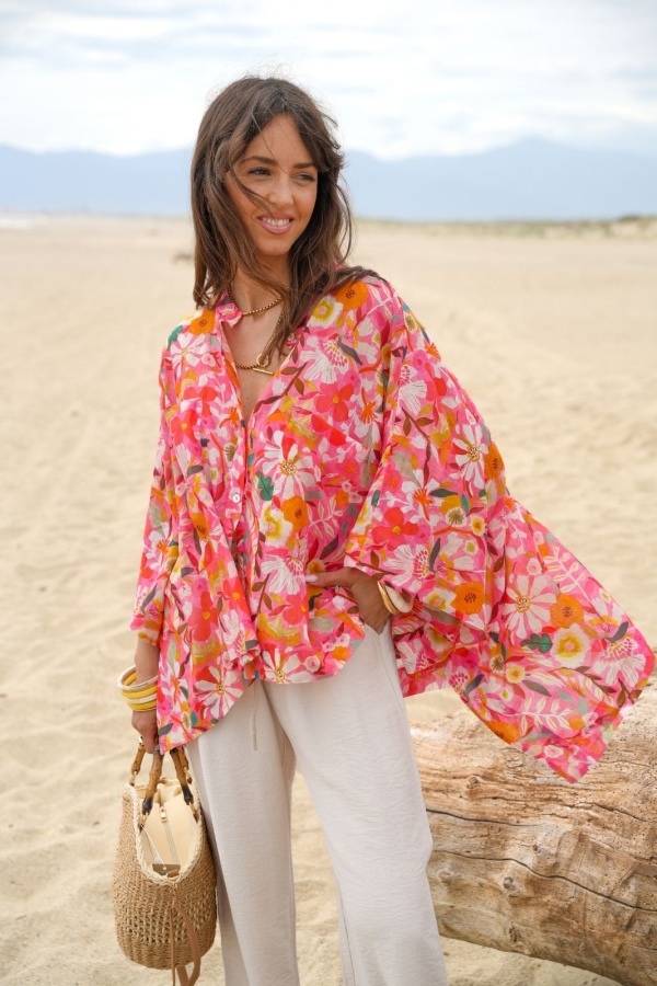 CHEMISIERS FLEUR SAUMON : Chemisiers floraux chics pour vous